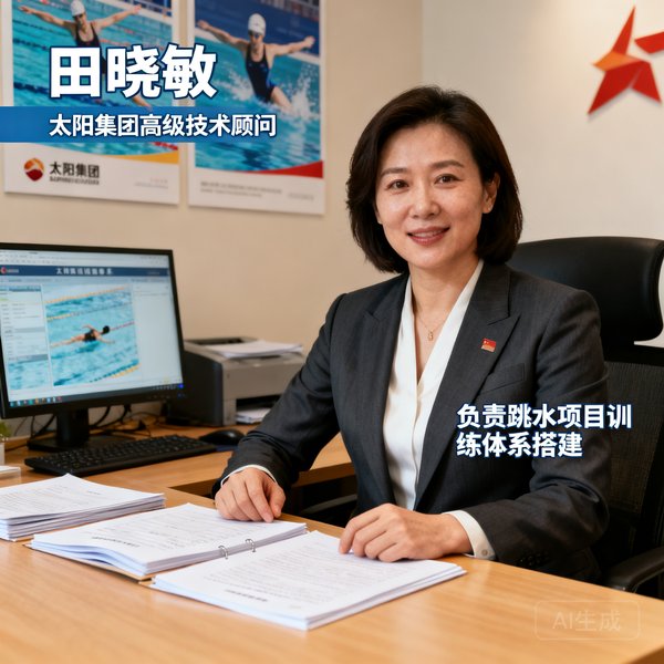 前跳水奥运冠军田晓敏女士，现担任太阳集团高级技术顾问，负责跳水项目训练体系搭建。