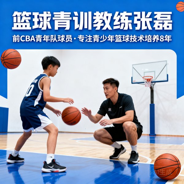 篮球青训教练张磊，前CBA青年队球员，专注青少年篮球技术培养8年。